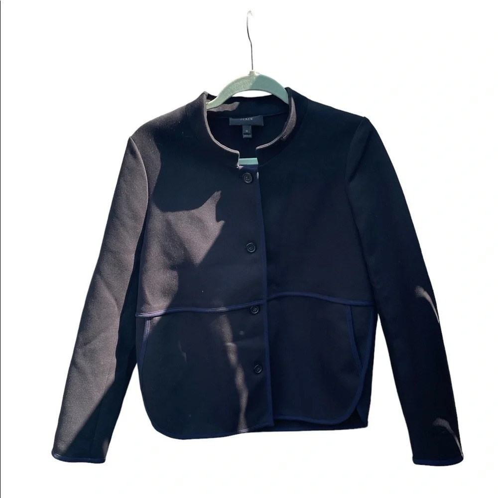 J.CREW BLACK AND NAVY BLUE TIPPED TWILL JACKET
